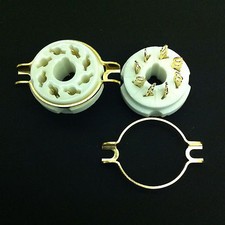 8 Pin Octal Chas. Mount Split Hole Gold plated Ceramic SKT. For KT88, 6550, etc.