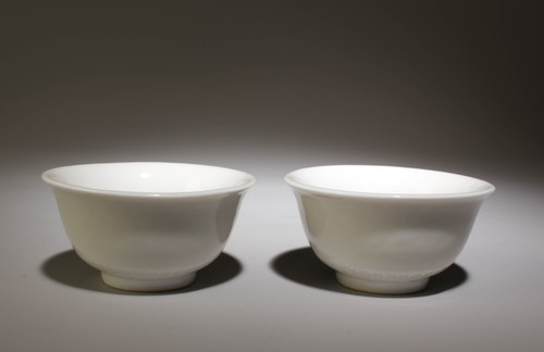 Pair white glazed cups - white,