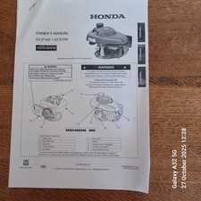 Owners Manual for Honda GCV160/GCV190 Lawnmower Engine