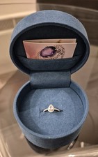 9ct White Gold Diamond Pear Shape Ring with Diamond sides, Hallmarked, Size M