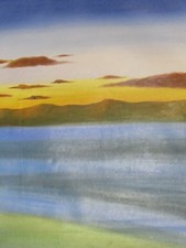 abstract minimal sea ocean large oil painting original colourful beach sunset