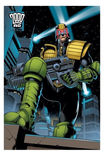 2000ad judge dredd with - with, gun