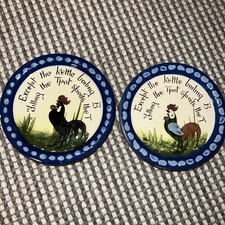 Torquay Devon Motto Ware Tea Pot Stand x 2 cockerel Vintage decorative