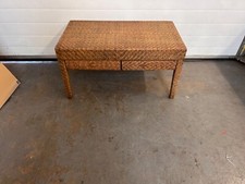 Vintge Old Rattan Coffee Table With Drawers Boho Wicker Mid Century Quirky
