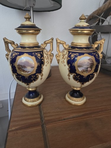 Antique pair coalport lidded - antique,