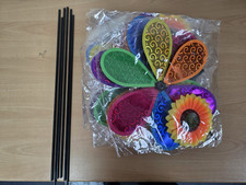 6Pieces Garden Pinwheel, Sequin Sunflower Wind Spinner, Plastic Rainbow Pinwheel