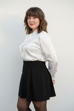 White Satin pussybow blouse