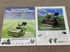 2 x Vintage Atco Royale Lawn Mower Adverts 1982 & 1987 Ride-On Cylinder