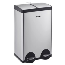 Cooks Professional 60L Recycling Pedal Bin | Dual Pedal - Silver