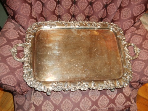 Silver footed butlers tray - footed,