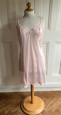 Vintage Pale Baby Pink Heavy Nylon full slip 1970's M&S 38 bust 12/14 Lace trim