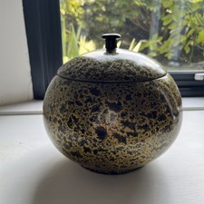 Vietnamese lacquer Decorative Wood bowl with lid black gold 19cm high