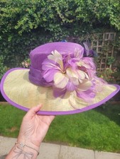 Jacques Vert Wedding Hat Lilac Purple Beige Mother Of Bride Wedding Formal