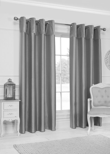Velvet border grey curtains - border,
