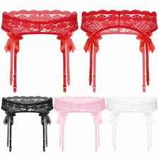 Men Sheer Lace Suspenders