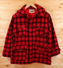 Woolrich Wool Buffalo Plaid Mackinaw Lumberjack Chore Barn Jacket Coat L 42
