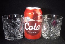 Pair of Edinburgh Crystal EMBASSY Whisky Tumblers Glasses 3.25"h (w/labels)