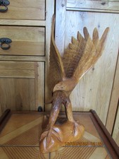 large vintage hand carved wooden eagle 42cm tall