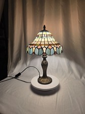 Tiffany Vintage Style 10 inch Table Lamp Multicoloured Stained Glass Shade UK