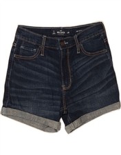 HOLLISTER Womens High Waist Denim Shorts W25 XS Navy Blue Cotton BI03
