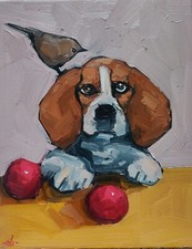 BEAGLE DOG OIL PAINTING VIVEK