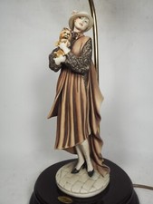 Vintage Boxed Capodimonte Giuseppe Armani Lamp Lady With Yorkshire Terrier  54cm
