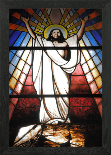 Stained glass window framed - stained,