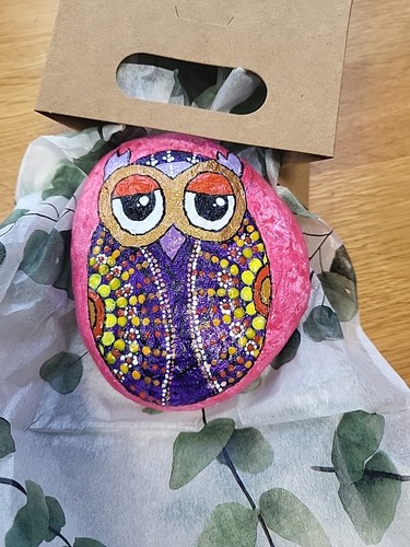 Hand painted owl gift - hand,