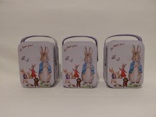 Set Of 3 Beatrix Potter PETER RABBIT "So Love You" Storage Box Tins Carry Handle