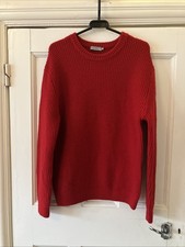 COS MENS 100% WOOL CHUNKY KNIT RED DESIGN CLASSIC JUMPER - SIZE MEDIUM
