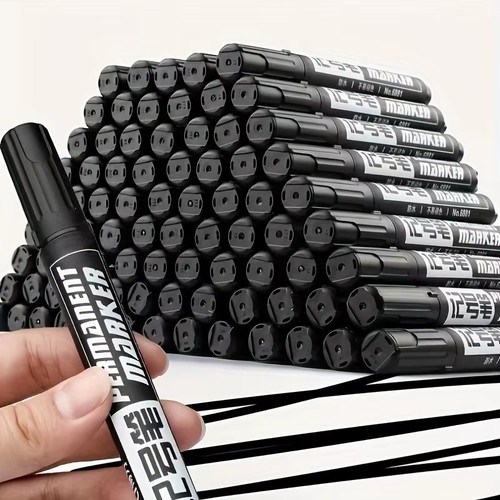 10pcs black permanent marker - black,