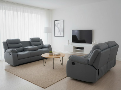 Roma grey leather recliner - roma,
