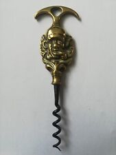 Antique Brass Corkscrew With Jester Design.