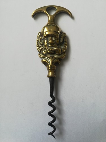 Antique brass corkscrew with - corkscrew,