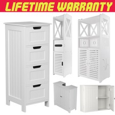 WHITE WOODEN BATHROOM CABINET