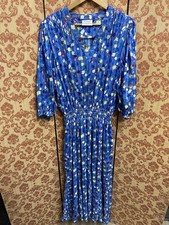 Vintage 1980s Kanga Collection Blue Floral Maxi Dress. Size XL 