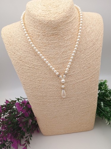 Glass pearl necklace vintage - glass,