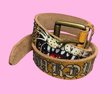 Vintage ED HARDY Genuine Leather Studded Belt – Size S - Yellow Ed Hardy