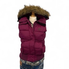 Y2K Vintage cropped puffer gilet vest faux fur removable hoodie Size M