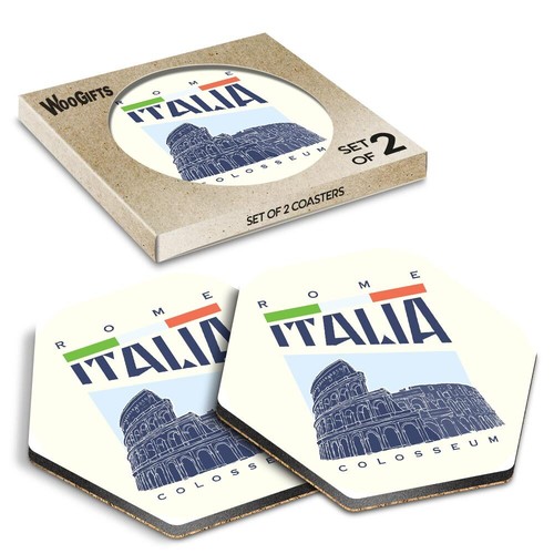Hexagon mdf coaster rome italy - hexagon,