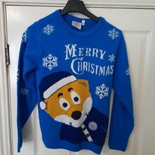 Official Kids Leicester City FC Filbert Fox  Christmas Jumper Size 13-14y Lcfc