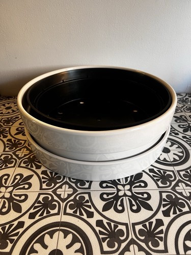 Ikea white glazed plant - pot, |