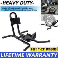 MOTORCYCLE MOTORBIKE FRONT WHEEL CHOCK STORAGE VAN TRANSPORT PADDOCK STAND BLACK