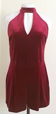 Atmosphere petite size 14 burgundy velvet 1-pc playsuit halter neck & dog collar
