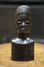 Head Sculpture African Tribal Carved Ebony Wood