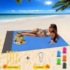 BEACH BLANKET, 210 X 200CM PICNIC BLANKET EXTRA LARGE WATERPROOF BEACH MAT WITH 
