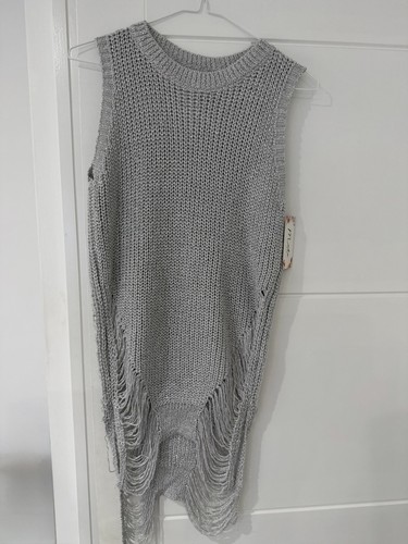 Silver crochet vest top - top, one