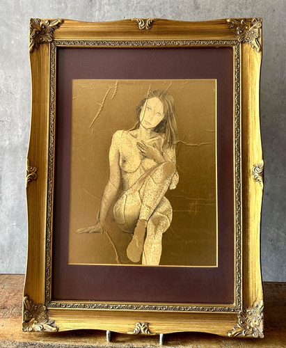 Vintage 1970s nude female gold - vintage,