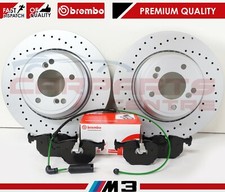 FOR BMW M3 E46 3.2 REAR PERFORMANCE DRILLED BRAKE DISCS BREMBO PADS WIRE SENSOR