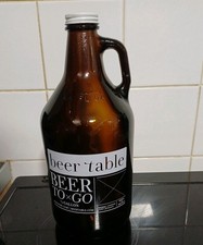 "Beer Table" Amber Glass Growler 64oz (1.89L)